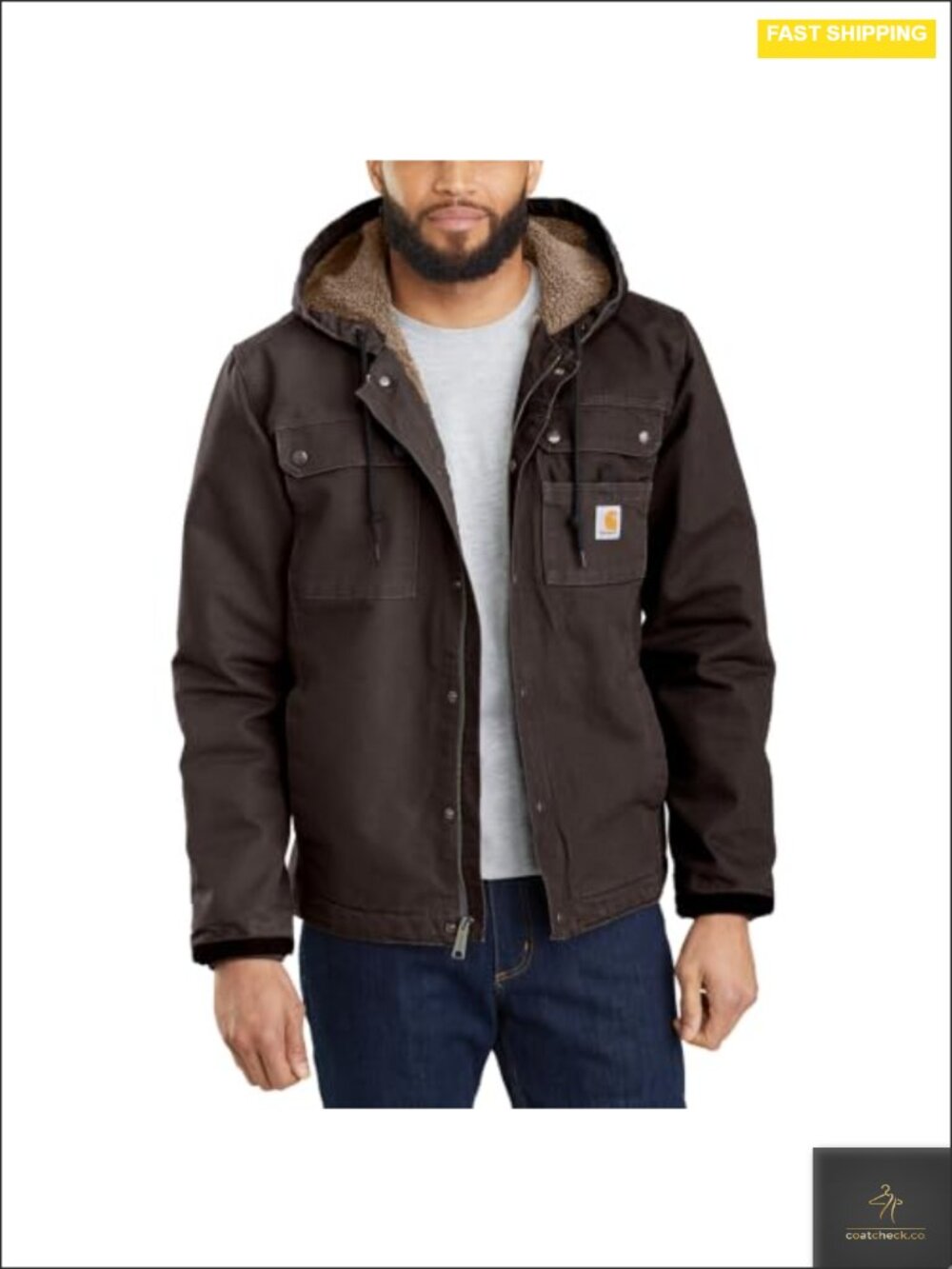 Carhartt Men's Washed Duck Bartlett Jacket Sherpa Lined Cotton Work Outerwear